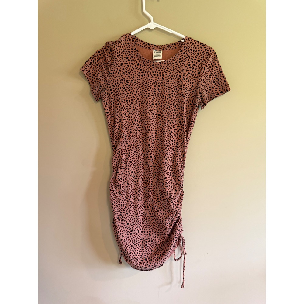 PINK Victoria's Secret Animal Print Ruched Side Drawstring T-Shirt Dress Small